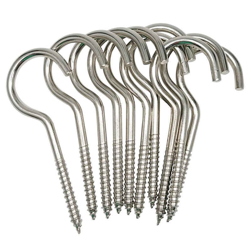 Axe Sickle 4 Inch Heavy Duty Large Screw Hook Ceiling Hook Cup Hook Silver 10 Pcs - Image 1